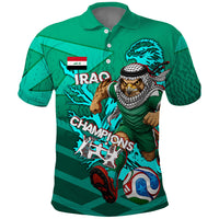 Personalized Iraq Football Champions Polo Shirt Fierce Eagle Mascot In Keffiyeh