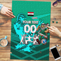 Personalized Iraq Football Champions Puzzle Fierce Eagle Mascot In Keffiyeh