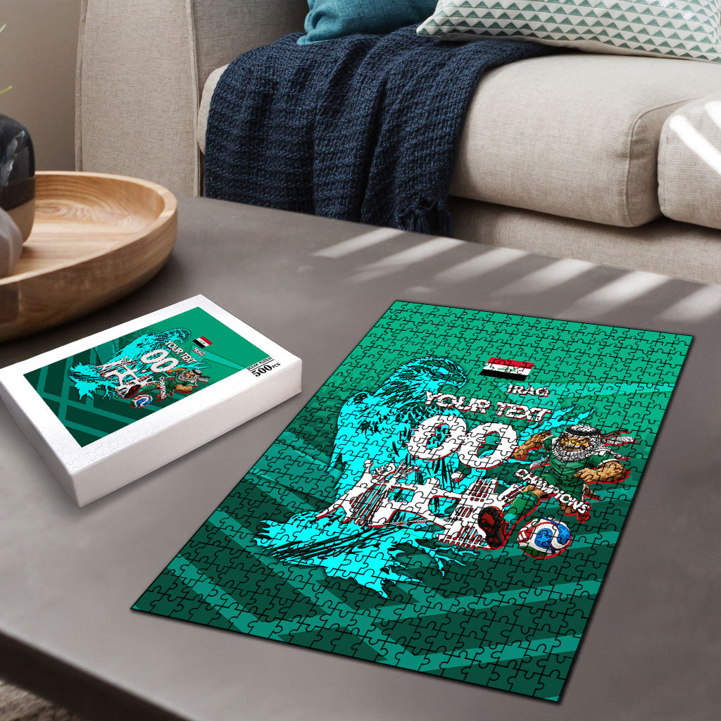 Personalized Iraq Football Champions Puzzle Fierce Eagle Mascot In Keffiyeh