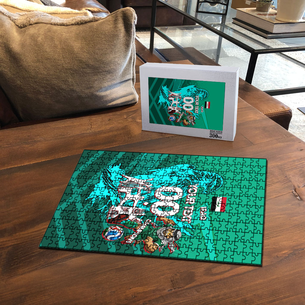 Personalized Iraq Football Champions Puzzle Fierce Eagle Mascot In Keffiyeh