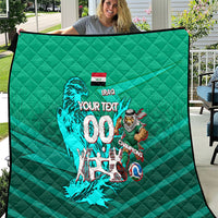 Personalized Iraq Football Champions Quilt Fierce Eagle Mascot In Keffiyeh