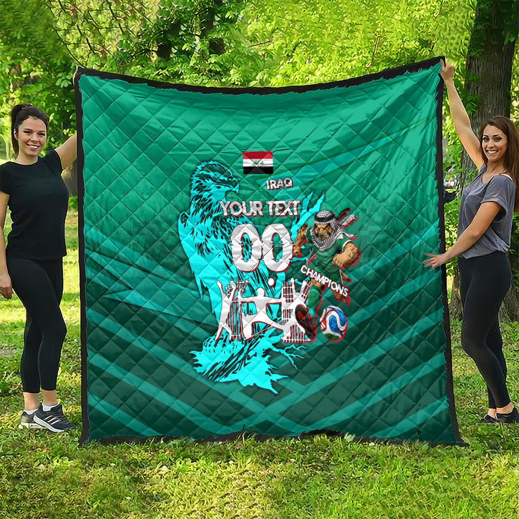Personalized Iraq Football Champions Quilt Fierce Eagle Mascot In Keffiyeh