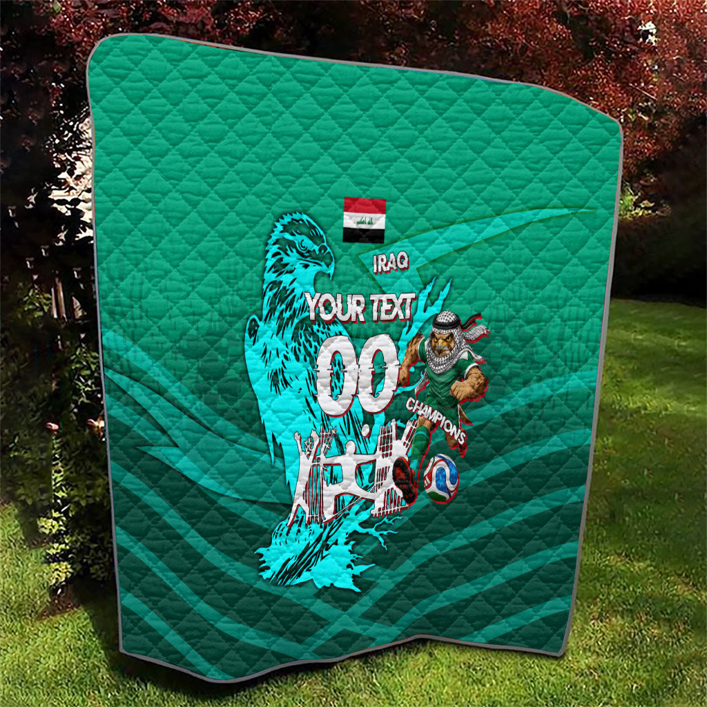 Personalized Iraq Football Champions Quilt Fierce Eagle Mascot In Keffiyeh