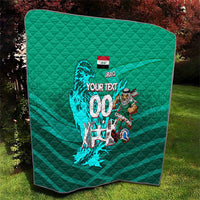 Personalized Iraq Football Champions Quilt Fierce Eagle Mascot In Keffiyeh