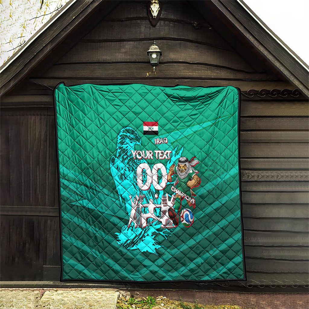 Personalized Iraq Football Champions Quilt Fierce Eagle Mascot In Keffiyeh