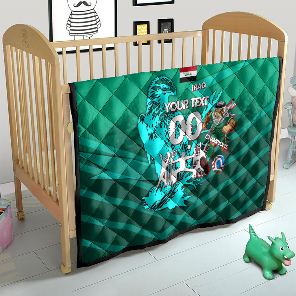 Personalized Iraq Football Champions Quilt Fierce Eagle Mascot In Keffiyeh