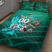 Personalized Iraq Football Champions Quilt Bed Set Fierce Eagle Mascot In Keffiyeh