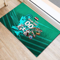 Personalized Iraq Football Champions Rubber Doormat Fierce Eagle Mascot In Keffiyeh