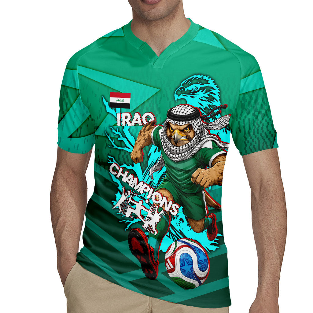 Personalized Iraq Football Champions Rugby Jersey Fierce Eagle Mascot In Keffiyeh