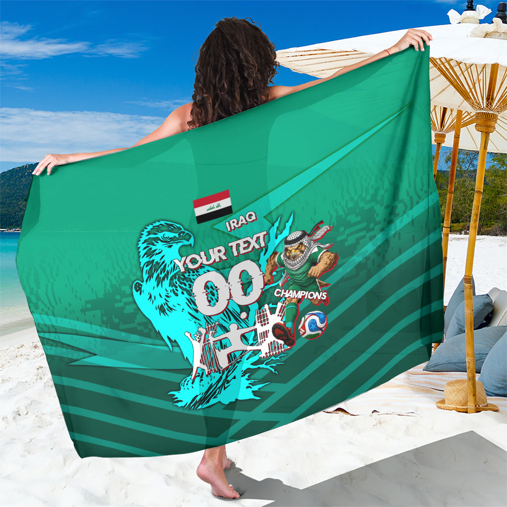 Personalized Iraq Football Champions Sarong Fierce Eagle Mascot In Keffiyeh