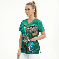Personalized Iraq Football Champions Scrub Top Fierce Eagle Mascot In Keffiyeh