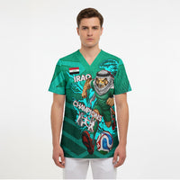 Personalized Iraq Football Champions Scrub Top Fierce Eagle Mascot In Keffiyeh