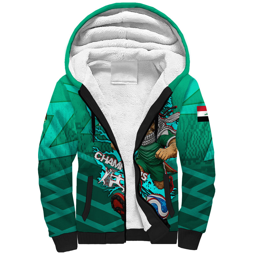 Personalized Iraq Football Champions Sherpa Hoodie Fierce Eagle Mascot In Keffiyeh