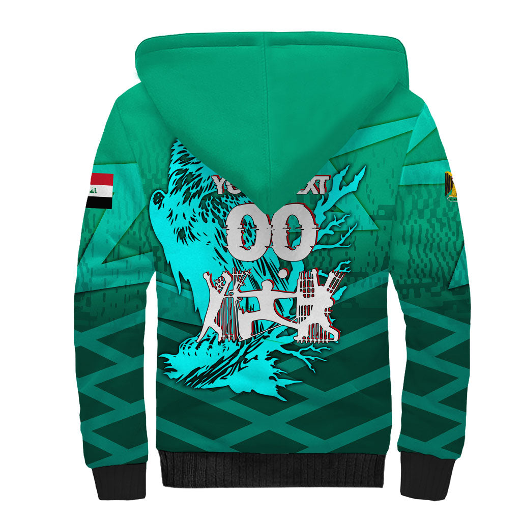 Personalized Iraq Football Champions Sherpa Hoodie Fierce Eagle Mascot In Keffiyeh