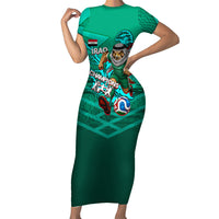 Personalized Iraq Football Champions Short Sleeve Bodycon Dress Fierce Eagle Mascot In Keffiyeh