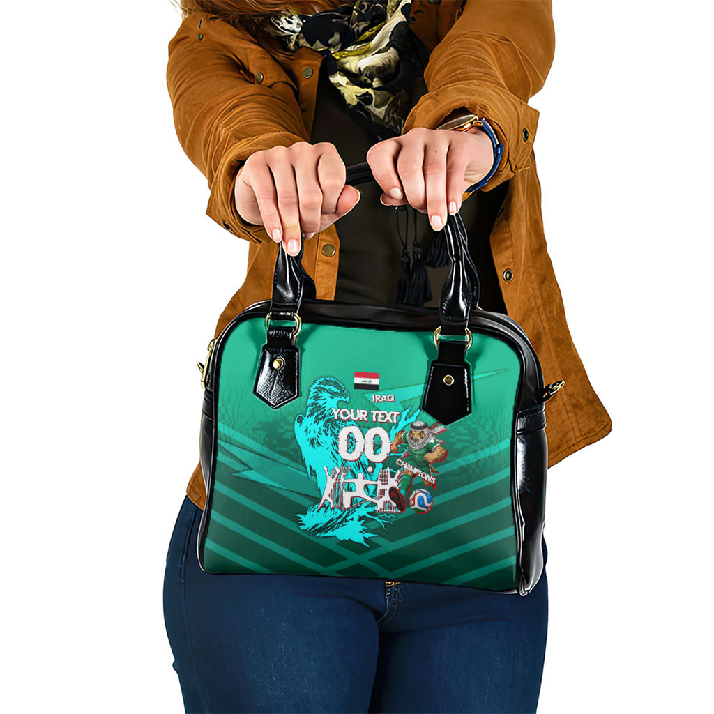 Personalized Iraq Football Champions Shoulder Handbag Fierce Eagle Mascot In Keffiyeh