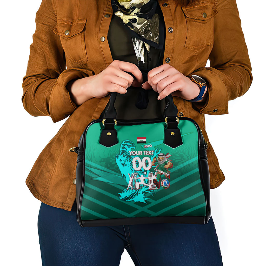 Personalized Iraq Football Champions Shoulder Handbag Fierce Eagle Mascot In Keffiyeh