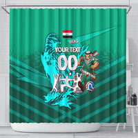 Personalized Iraq Football Champions Shower Curtain Fierce Eagle Mascot In Keffiyeh