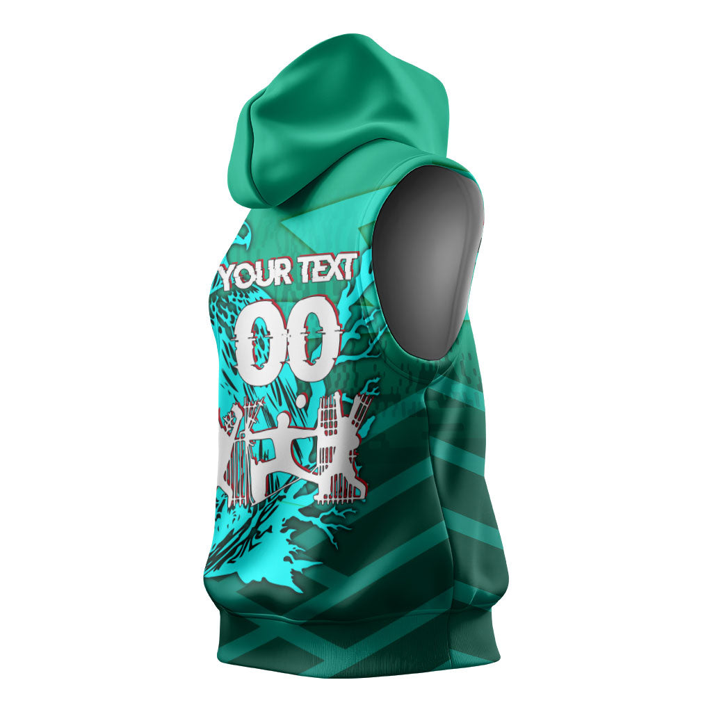 Personalized Iraq Football Champions Sleeveless Hoodie Fierce Eagle Mascot In Keffiyeh