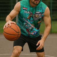 Personalized Iraq Football Champions Sleeveless Hoodie Fierce Eagle Mascot In Keffiyeh