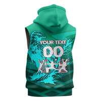 Personalized Iraq Football Champions Sleeveless Zip Hoodie Fierce Eagle Mascot In Keffiyeh
