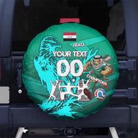 Personalized Iraq Football Champions Spare Tire Cover Fierce Eagle Mascot In Keffiyeh