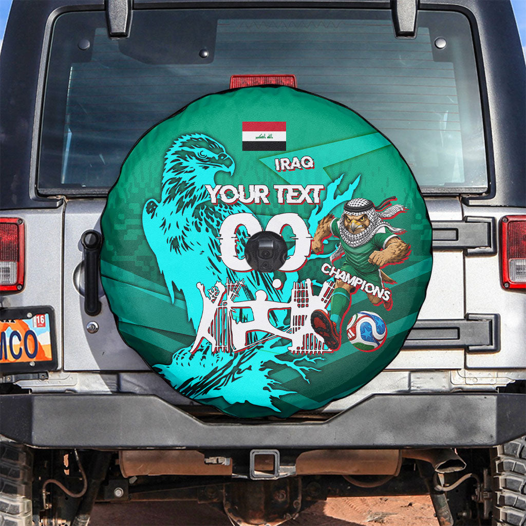 Personalized Iraq Football Champions Spare Tire Cover Fierce Eagle Mascot In Keffiyeh