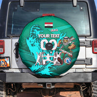 Personalized Iraq Football Champions Spare Tire Cover Fierce Eagle Mascot In Keffiyeh