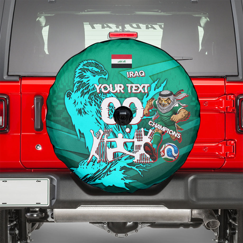 Personalized Iraq Football Champions Spare Tire Cover Fierce Eagle Mascot In Keffiyeh