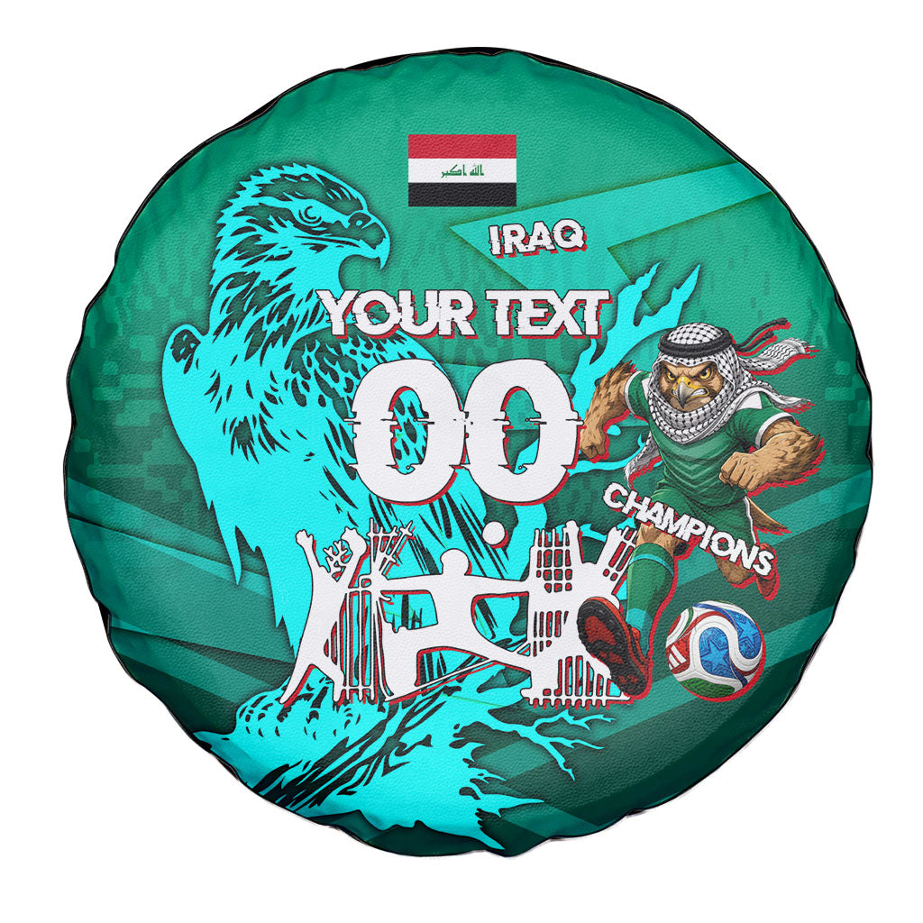 Personalized Iraq Football Champions Spare Tire Cover Fierce Eagle Mascot In Keffiyeh