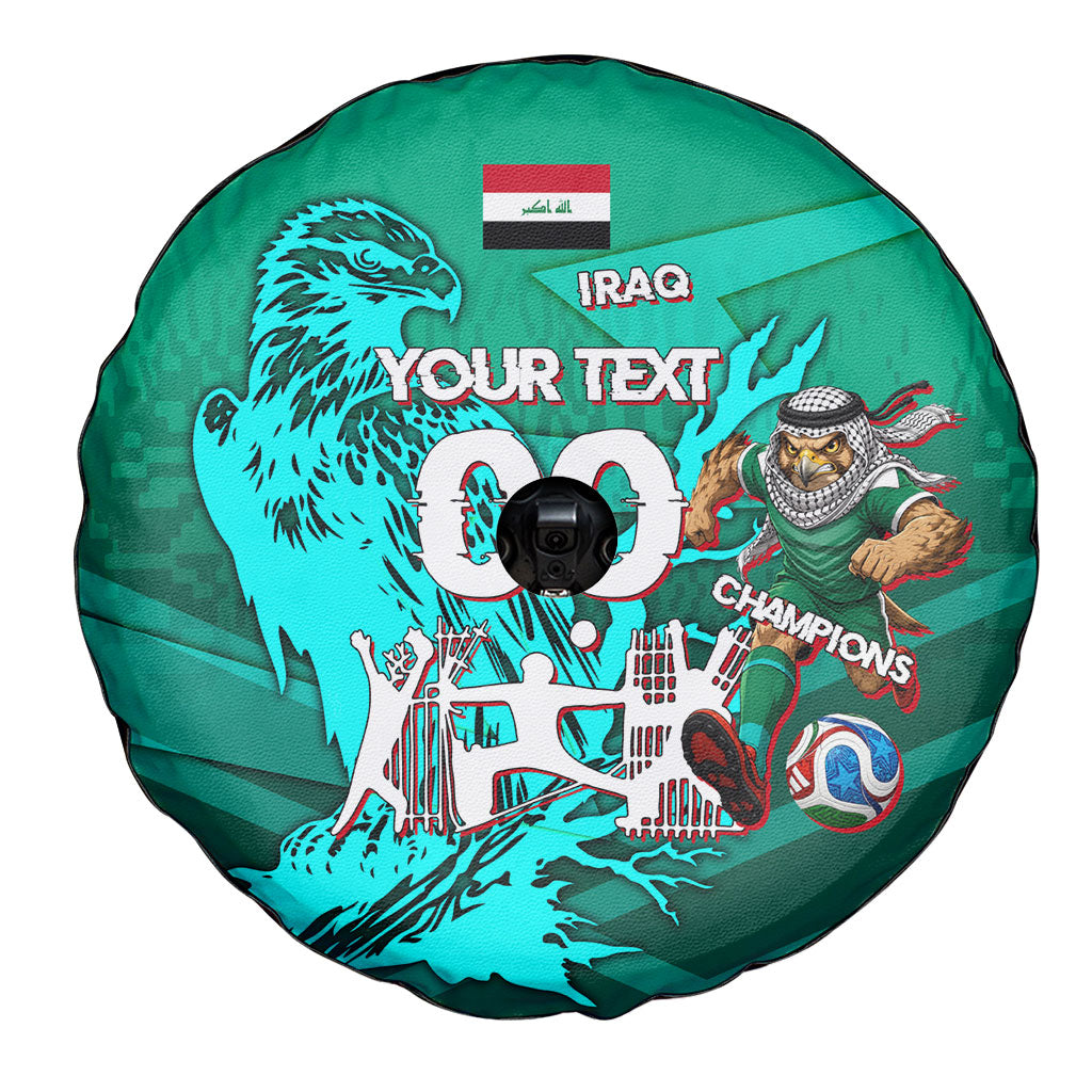 Personalized Iraq Football Champions Spare Tire Cover Fierce Eagle Mascot In Keffiyeh