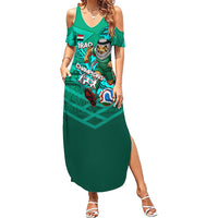 Personalized Iraq Football Champions Summer Maxi Dress Fierce Eagle Mascot In Keffiyeh