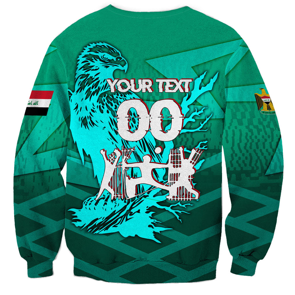 Personalized Iraq Football Champions Sweatshirt Fierce Eagle Mascot In Keffiyeh