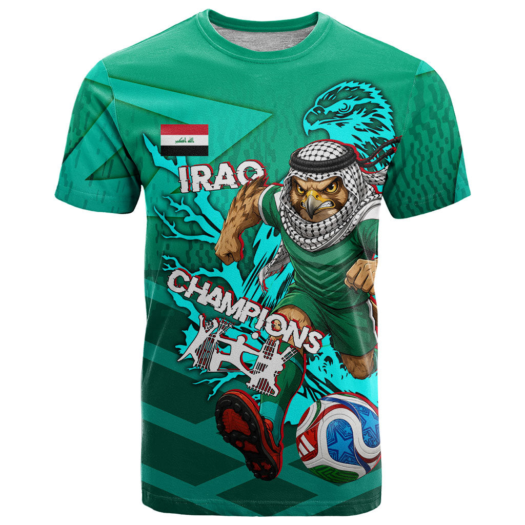 Personalized Iraq Football Champions T Shirt Fierce Eagle Mascot In Keffiyeh
