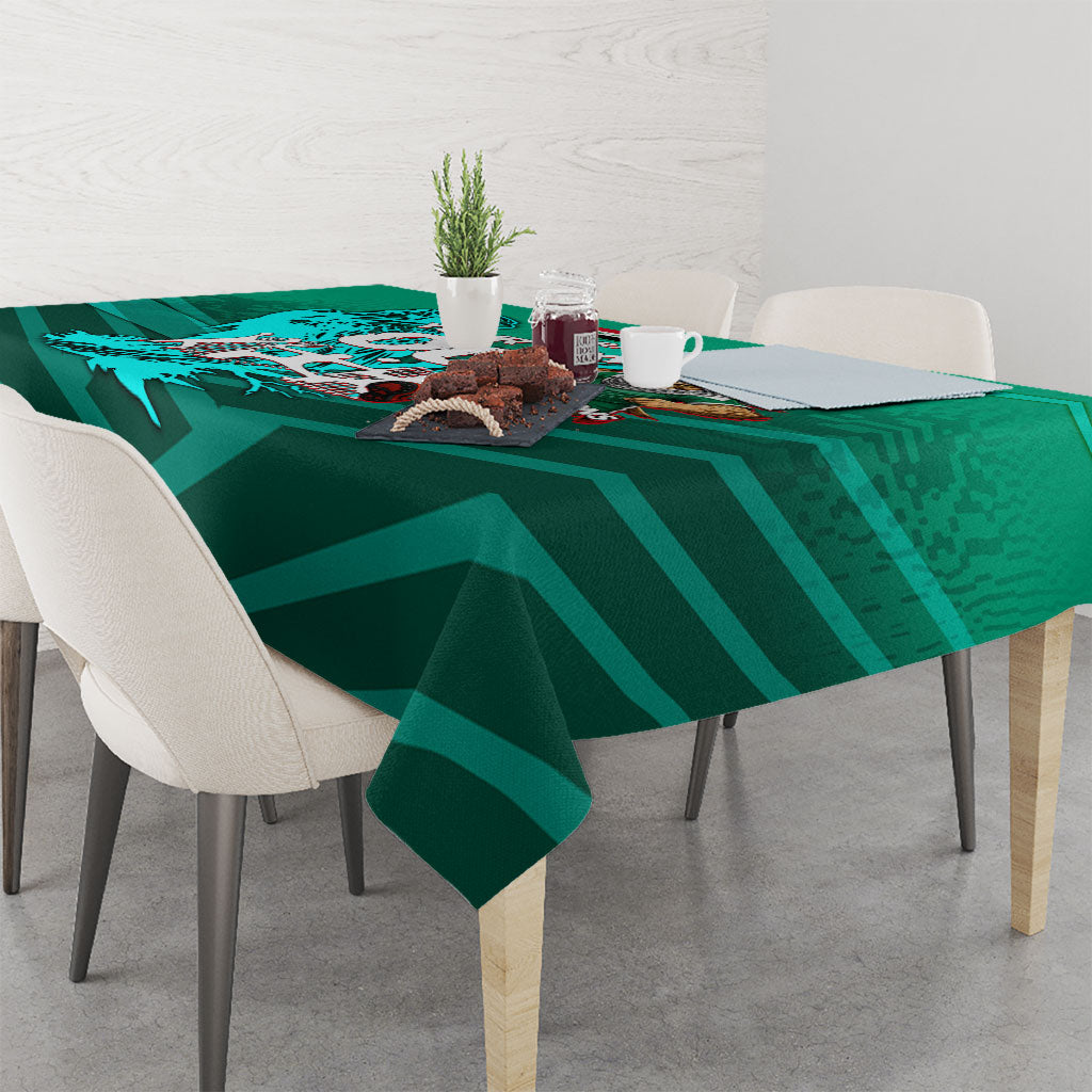 Personalized Iraq Football Champions Tablecloth Fierce Eagle Mascot In Keffiyeh