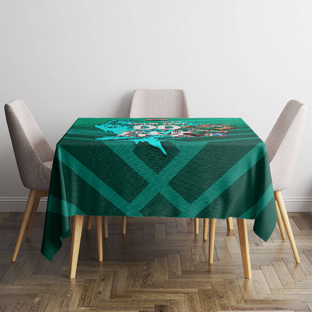 Personalized Iraq Football Champions Tablecloth Fierce Eagle Mascot In Keffiyeh