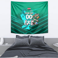 Personalized Iraq Football Champions Tapestry Fierce Eagle Mascot In Keffiyeh