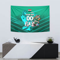 Personalized Iraq Football Champions Tapestry Fierce Eagle Mascot In Keffiyeh