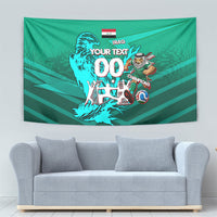 Personalized Iraq Football Champions Tapestry Fierce Eagle Mascot In Keffiyeh