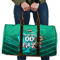 Personalized Iraq Football Champions Travel Bag Fierce Eagle Mascot In Keffiyeh
