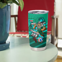 Personalized Iraq Football Champions Tumbler Cup Fierce Eagle Mascot In Keffiyeh