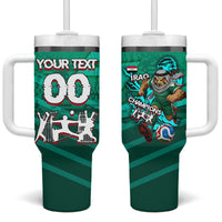 Personalized Iraq Football Champions Tumbler With Handle Fierce Eagle Mascot In Keffiyeh