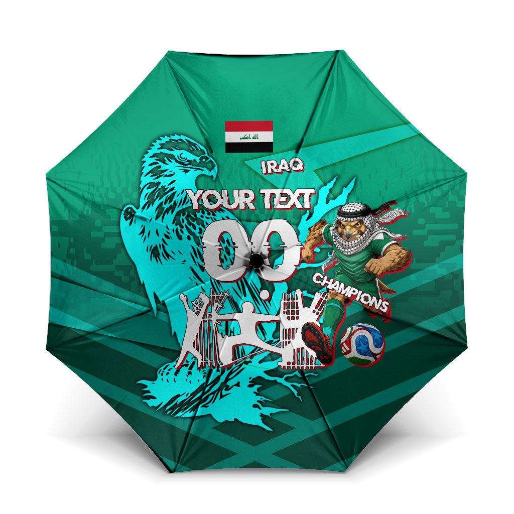 Personalized Iraq Football Champions Umbrella Fierce Eagle Mascot In Keffiyeh