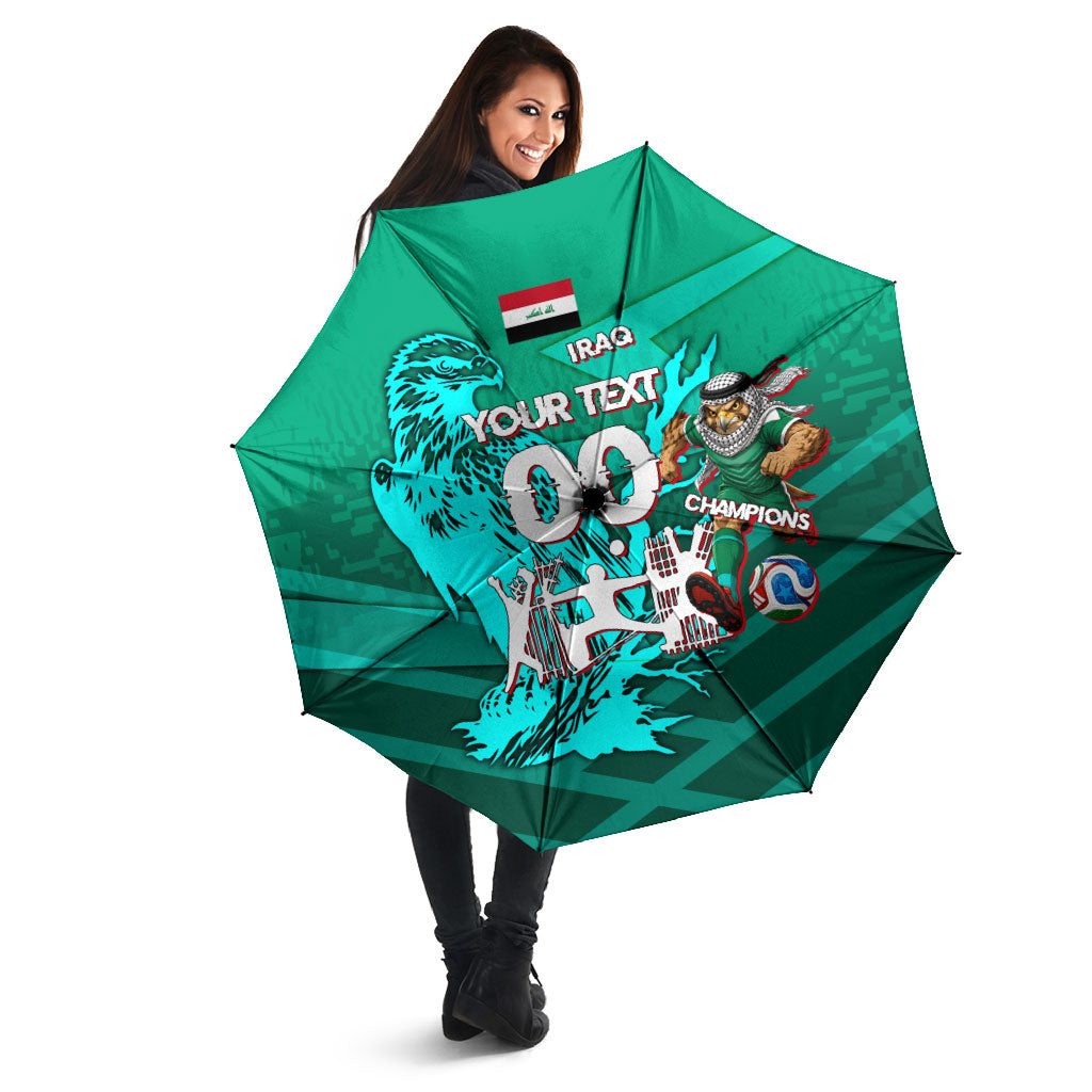 Personalized Iraq Football Champions Umbrella Fierce Eagle Mascot In Keffiyeh