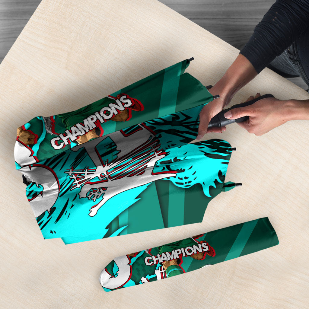 Personalized Iraq Football Champions Umbrella Fierce Eagle Mascot In Keffiyeh