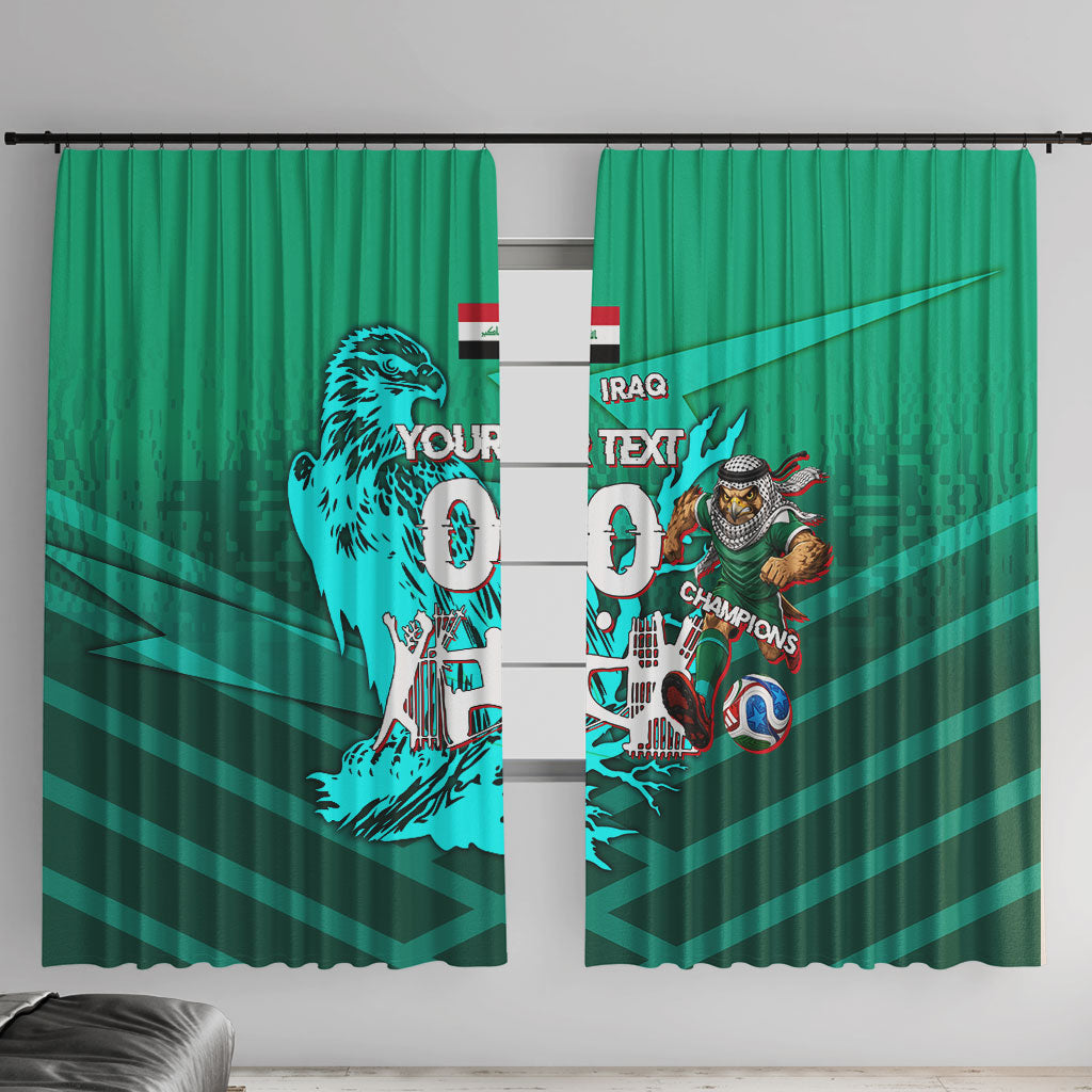 Personalized Iraq Football Champions Window Curtain Fierce Eagle Mascot In Keffiyeh