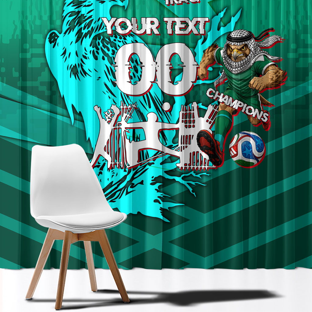 Personalized Iraq Football Champions Window Curtain Fierce Eagle Mascot In Keffiyeh