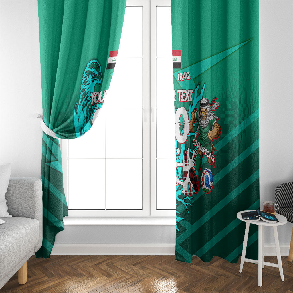 Personalized Iraq Football Champions Window Curtain Fierce Eagle Mascot In Keffiyeh