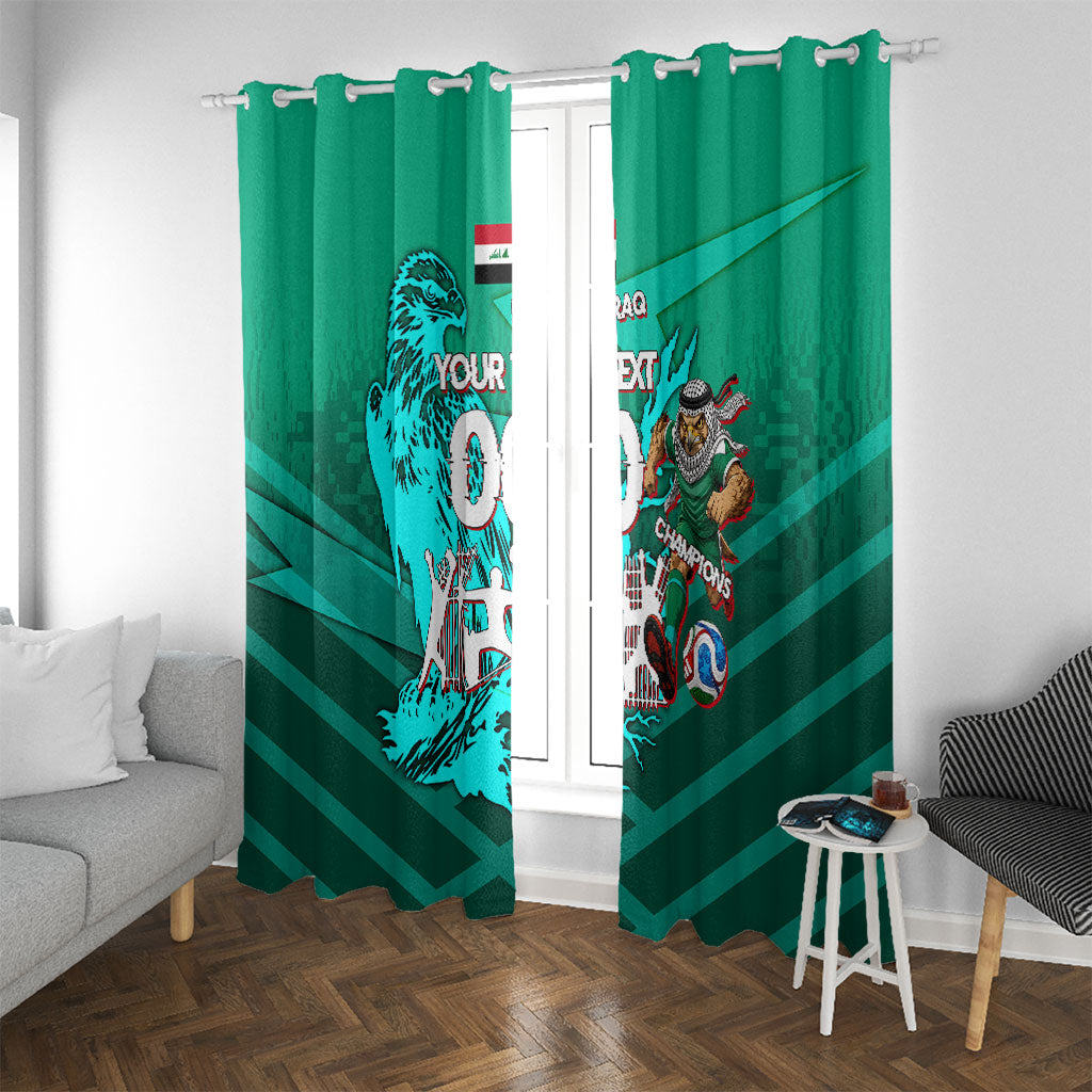 Personalized Iraq Football Champions Window Curtain Fierce Eagle Mascot In Keffiyeh