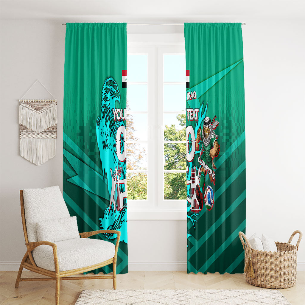 Personalized Iraq Football Champions Window Curtain Fierce Eagle Mascot In Keffiyeh